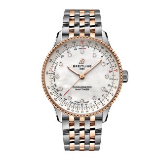 1:14 super replica horloges Breitling Navitimer 36mm Ladies Watch White Mother Of Pearl Stainless Steel And 18k Red Gold Stainless Steel & 18ct Rose Gold U17327211A1U1