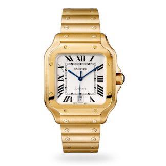 1:22 super namaak horloges Cartier Santos De Cartier Watch Large Model Automatic Movement Yellow Gold Interchangeable Metal And Leather Bracelets Yellow Gold WGSA0029