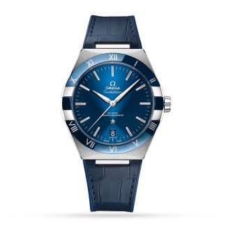 1:28 super replica horloges Omega Constellation Co-Axial Master Chronometer 41mm Mens Watch Blue Leather O13133412103001