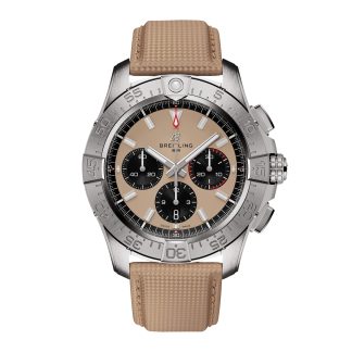 1:43 super namaak horloges Breitling Avenger B01 Chronograph 44mm Mens Watch Beige Leather Calfskin AB0147101A1X1