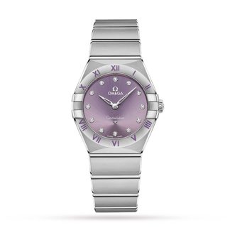 1:5 super kloon horloges Omega Constellation Co-Axial 28mm Ladies Watch Purple Stainless Steel O13110286060002