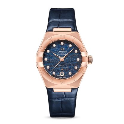 1:6 super namaak horloges Omega Constellation Co-Axial Master Chronometer 29mm Ladies Watch Blue Leather O13153292099001