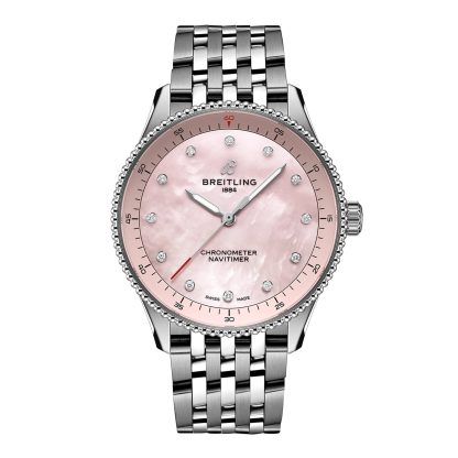 1:8 super kloon horloges Breitling Navitimer 32mm Ladies Watch Pink Mother Of Pearl Stainless Steel A77320D91K1A1