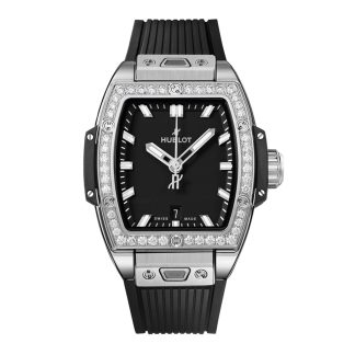 1:8 super replica horloges Hublot Spirit Of Big Bang Steel Diamonds 32mm Rubber 682.SX.1170.RX.1204