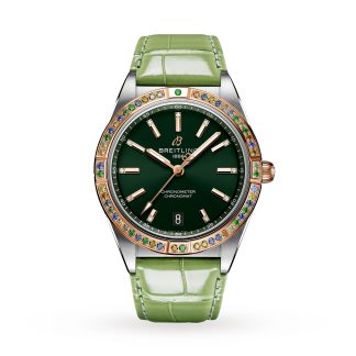 Beste Zwitserse replica sites Breitling Chronomat Automatic 36 South Sea Green Leather Strap Ladies Watch Alligator U10380611L1P1