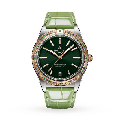 Beste Zwitserse replica sites Breitling Chronomat Automatic 36 South Sea Green Leather Strap Ladies Watch Alligator U10380611L1P1