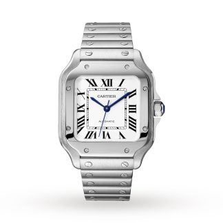 Beste Zwitserse replica sites Cartier Santos De Cartier Watch Medium Model Automatic Movement Steel Interchangeable Metal And Leather Bracelets Steel WSSA0029