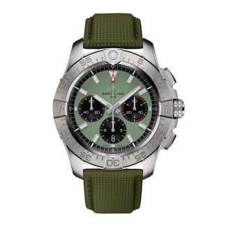 Beste replica horloges UK Breitling Avenger Chronograph B01 44mm Mens Watch Green Leather Calfskin AB0147101L1X1