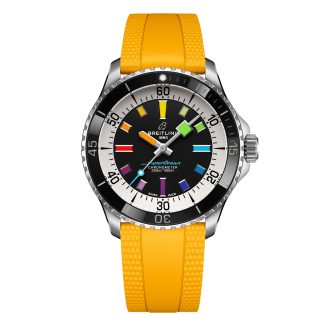 Beste replica horloges UK Breitling Superocean Automatic 42mm Mens Watch Yellow Rubber Rubber A17375211B2S4