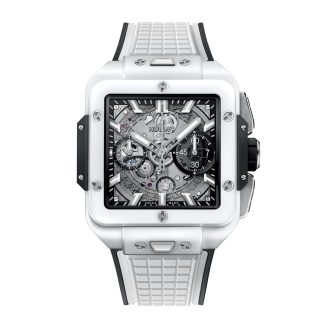 Beste replica horloges UK Hublot Square Bang Unico White Ceramic 42mm Rubber 821.HX.0170.RX