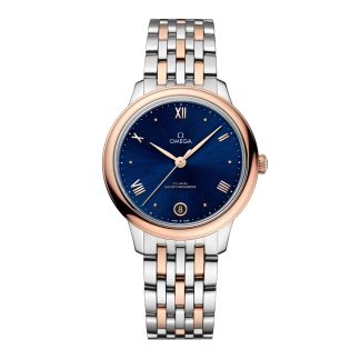 Beste replica horloges UK Omega De Ville Prestige 34mm Ladies Watch Blue Stainless Steel & 18ct Rose Gold O43420342003001