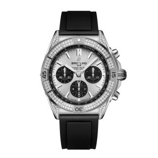 Mannen swiss replica horloges Breitling Chronomat B01 42mm Mens Watch Silver Rubber AB0134721G1S1