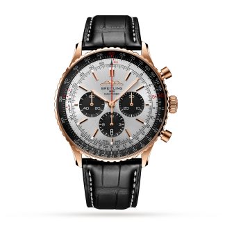 Mannen swiss replica horloges Breitling Navitimer B01 Chronograph 46 18k Red Gold Watch Alligator RB0137241G1P1