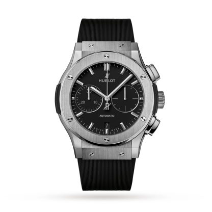 Mannen swiss replica horloges Hublot Classic Fushion Chronograph Titanium 45mm Rubber 521.NX.1171.RX