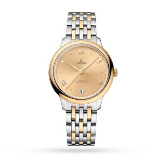 Prijs van Zwitserse replica horloges Omega De Ville Prestige Co-Axial Master Chronometer 34mm Ladies Watch Champagne Stainless Steel & 18ct Yellow Gold O43420342008001