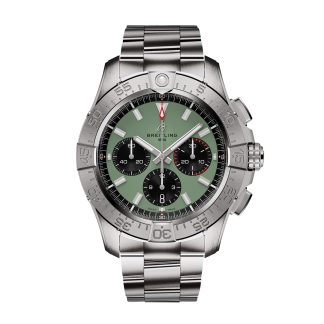 Replica horloges vs echt Breitling Avenger Chronograph B01 44mm Mens Watch Green Stainless Steel Stainless Steel AB0147101L1A1