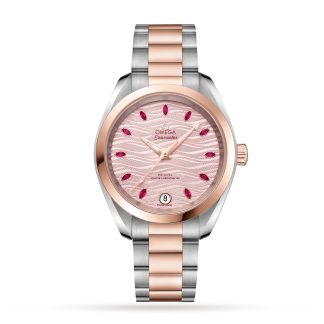 Replica horloges vs echt Omega Seamaster Aqua Terra 150M Co-Axial Master Chronometer 34mm Ladies Watch Stainless Steel & 18ct Rose Gold O22020342060001