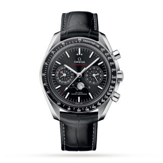 Replica horloges vs echt Omega Speedmaster Moonphase Co-Axial Master Chronometer 44mm Mens Watch Leather O30433445201001