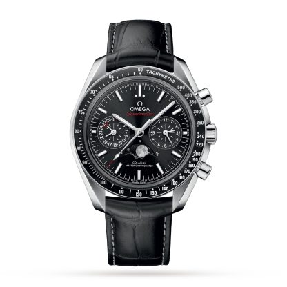 Replica horloges vs echt Omega Speedmaster Moonphase Co-Axial Master Chronometer 44mm Mens Watch Leather O30433445201001