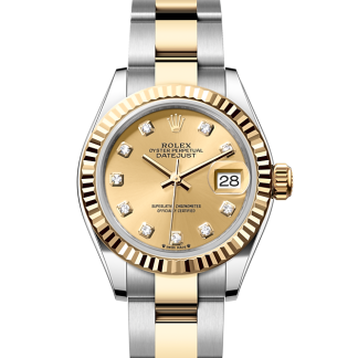 Replica horloges vs echt Rolex Lady-Datejust Oesterstaal en geelgoud M279173-0012