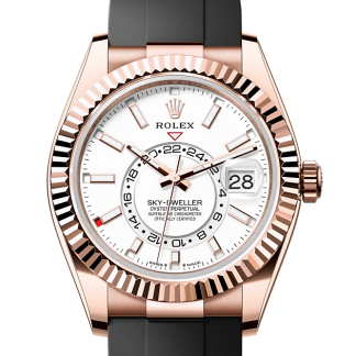 Replica horloges vs echt Rolex Sky-Dweller Everose goud M336235-0003