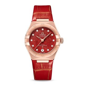 Replica pols Omega Constellation Co-Axial Master Chronometer 29mm Ladies Watch Red Leather O13153292099003