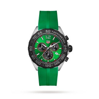 Replica pols TAG Heuer Formula 1 Chronograph 43mm Mens Watch Green Rubber CAZ101AP.FT8056