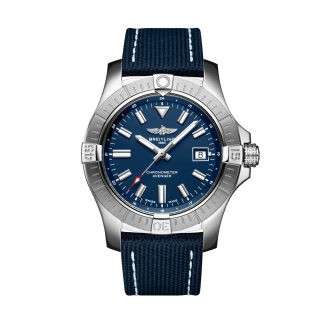 Vrouwen swiss replica horloges Breitling Avenger Automatic 43 Stainless Steel Blue Watch Calfskin A17318101C1X1