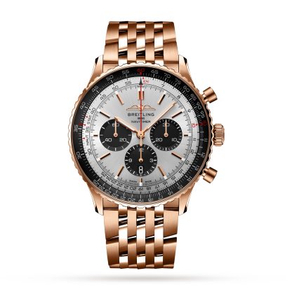 Vrouwen swiss replica horloges Breitling Navitimer B01 Chronograph 46 18k Red Gold Watch 18ct Rose Gold RB0137241G1R1