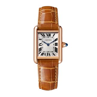 Vrouwen swiss replica horloges Cartier Tank Louis Cartier Watch Small Model Hand-Wound Mechanical Movement Rose Gold Leather Alligator WGTA0010