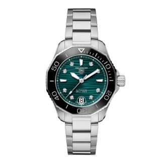 Vrouwen swiss replica horloges TAG Heuer Aquaracer Professional 300 36mm Ladies Watch Green Stainless Steel WBP231G.BA0618