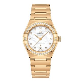 Zwitserse replica horloges goedkoop Omega Constellation 29mm Ladies Watch Mother Of Pearl 18ct Yellow Gold O13155292055002