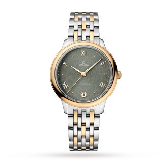 Zwitserse replica horloges goedkoop Omega De Ville Prestige Co-Axial Master Chronometer 34mm Ladies Watch Green Stainless Steel & 18ct Yellow Gold O43420342010001