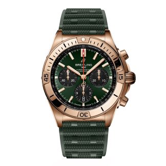 designer kopen Breitling Chronomat B01 Chronograph 42mm Mens Watch Green Rubber Rubber RB0134101L1S1