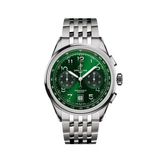 designer kopen Breitling Premier B01 Chronograph 42mm Mens Watch Green Stainless Steel Stainless Steel AB0145371L1A1