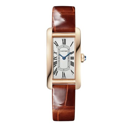 designer kopen Cartier Tank Américaine Watch Small Model Quartz Movement Rose Gold Leather Alligator WGTA0133