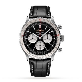 goedkope luxe Breitling Navitimer B01 Chronograph 46 Stainless Steel Leather Strap Watch Alligator AB0137211B1P1