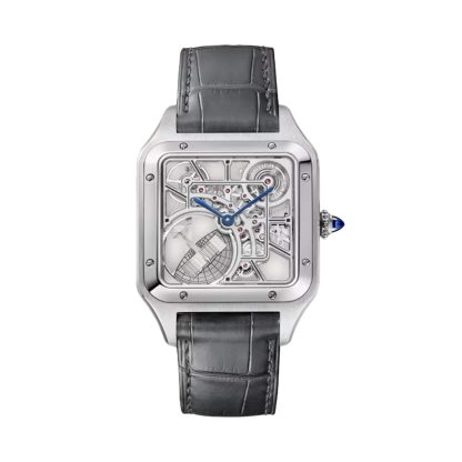 goedkope luxe Cartier Santos-Dumont Skeleton Watch Large Model Automatic Movement Steel Leather Alligator WHSA0032