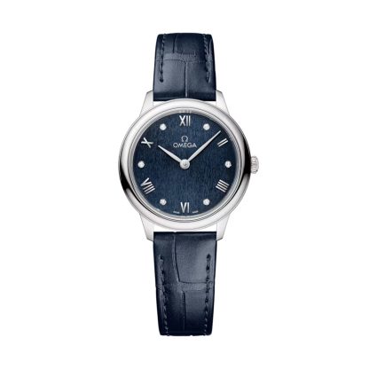 goedkope luxe Omega De Ville Prestige 27.5mm Steel On Leather Strap Ladies Watch Calfskin O43413286053002