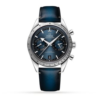 goedkope luxe Omega Speedmaster 57 Co-Axial Master Chronometer Chronograph 40.5mm Mens Watch Blue Leather O33212415103001