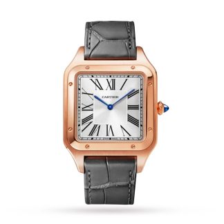 goedkope ontwerper Cartier Santos-Dumont Watch Extra-Large Model Rose Gold Leather Strap Rose Gold WGSA0032