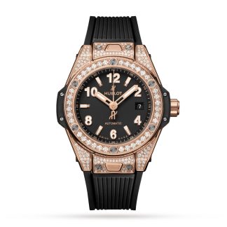 goedkope ontwerper Hublot Big Bang One Click King Gold Pave 33mm Watch Rubber 485.OX.1180.RX.1604