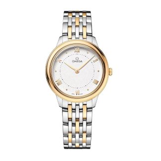 goedkope ontwerper Omega De Ville Prestige 30mm Ladies Watch Silver Stainless Steel & 18ct Yellow Gold O43420306002002