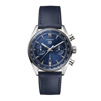 goedkope ontwerper TAG Heuer Carrera Chronograph 39mm Mens Watch Blue Leather CBS2212.FC6535