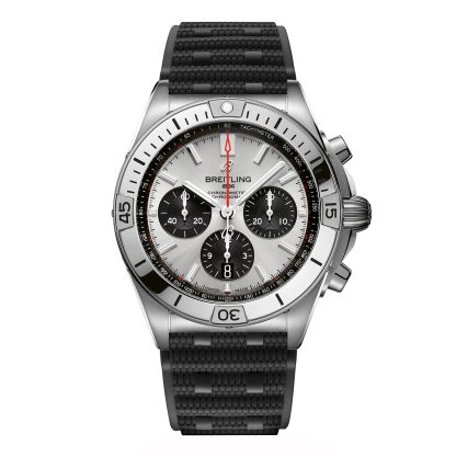 hete verkoop luxe Breitling Chronomat B01 Chronograph 42mm Mens Watch Silver Rubber Rubber AB0134101G1S2