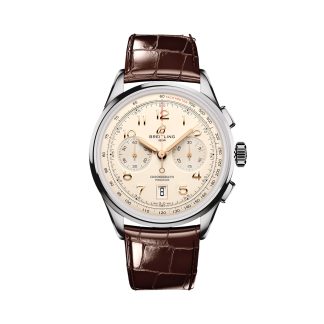 hete verkoop ontwerper Breitling Premier B01 Chronograph 42mm Mens Watch Cream Alligator AB0145211G1P1