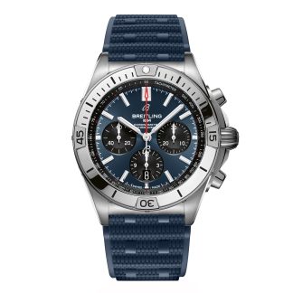 hoge kwaliteit luxe Breitling Chronomat B01 Chronograph 42mm Mens Watch Blue Rubber Rubber AB0134101C1S1