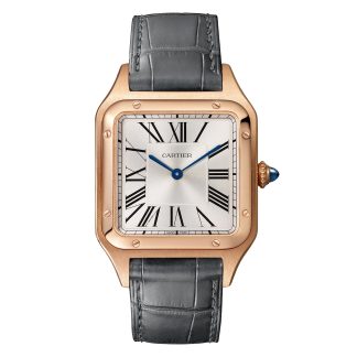 hoge kwaliteit luxe Cartier Santos-Dumont Watch Large Model Quartz Movement Rose Gold Leather Alligator WGSA0021