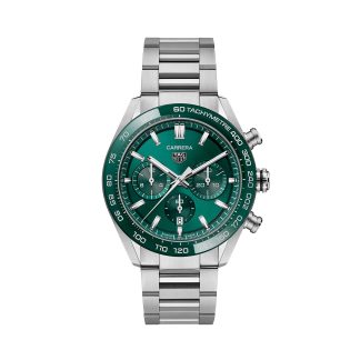 hoge kwaliteit luxe TAG Heuer Carrera Chronograph 44mm Mens Watch Green Stainless Steel Stainless Steel CBN2A1N.BA0643