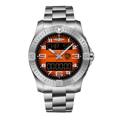 hoogwaardige ontwerper Breitling Aerospace B70 Orbiter 25th Anniversary 43mm Mens Watch Orange Titanium Titanium EB70101A1O1E1